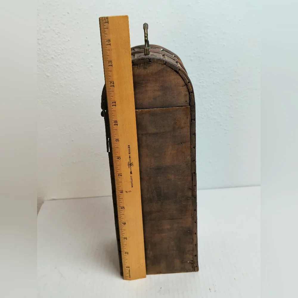 Vintage Decorative Wood & Brass Wine Bottle Box